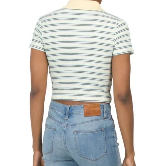 Levis Jeni Cropped Polo Shirt Hyacinth Angel Blue nwt - Picture 2 of 2